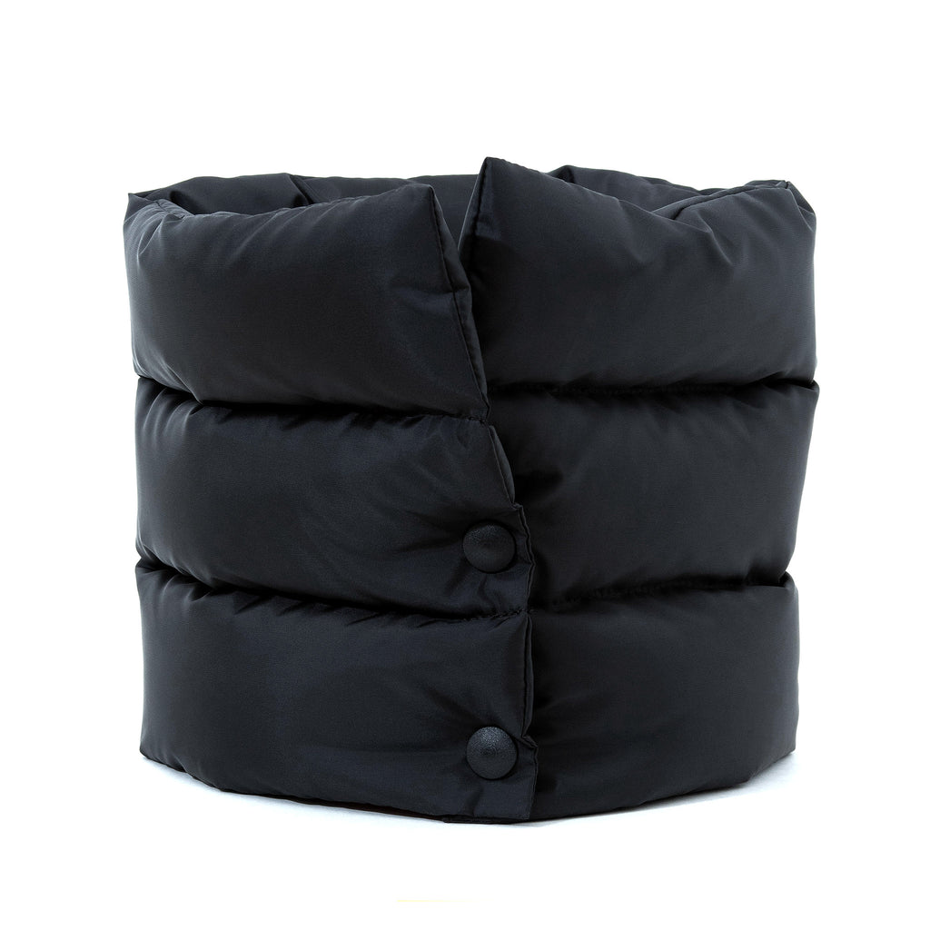 EC2A Black duck down puffer scarf, front view