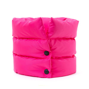 EC2A pink duck down puffer scarf, front view